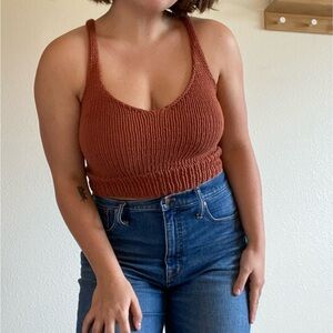 Handmade Rust Knit Women's Tank Top